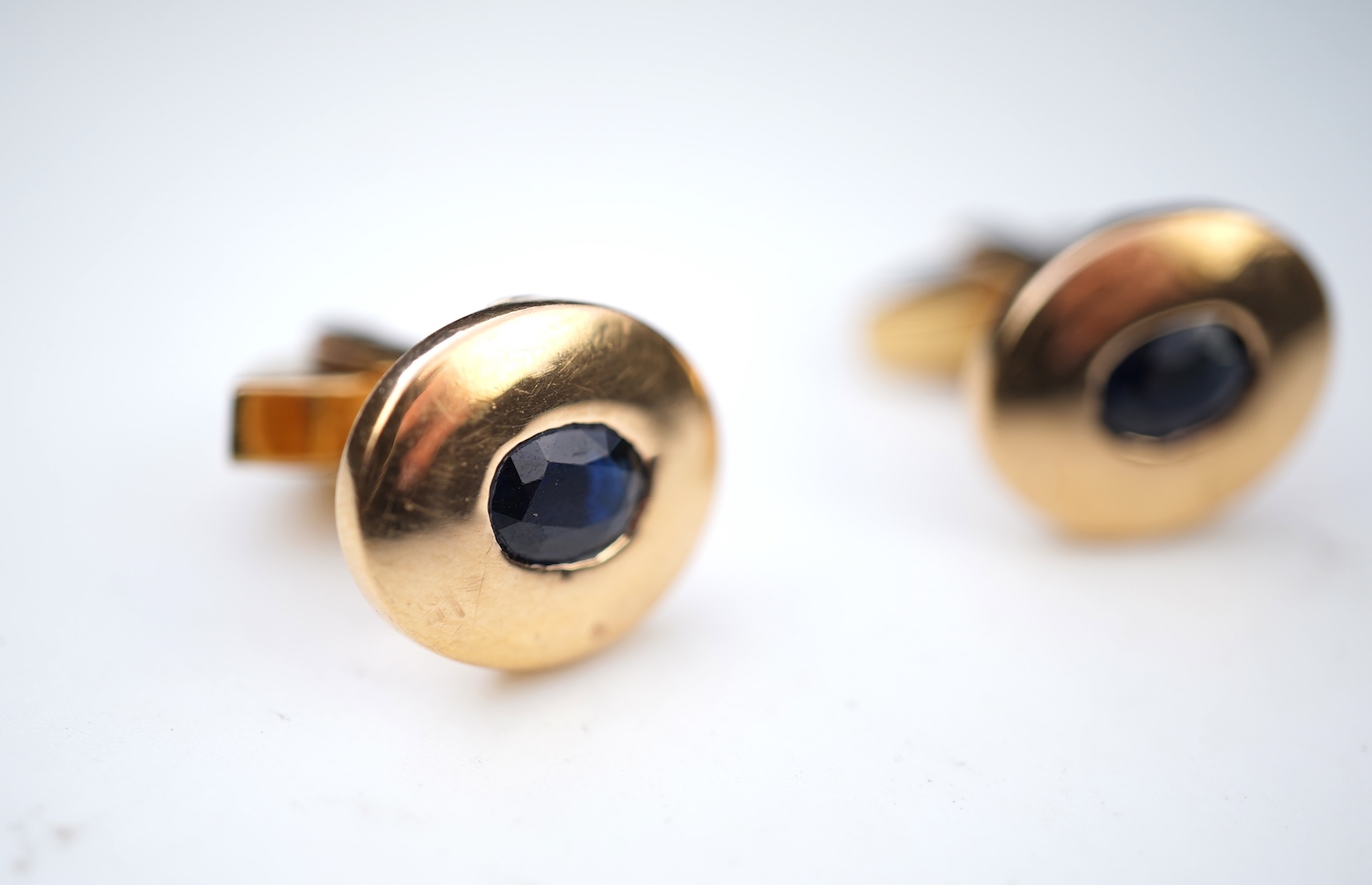 A pair of sapphire cufflinks